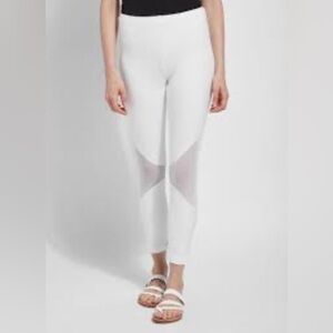 LYSSE SZ XL Alder Mesh Detail Crop Off White Comfort Leggings New With Tags